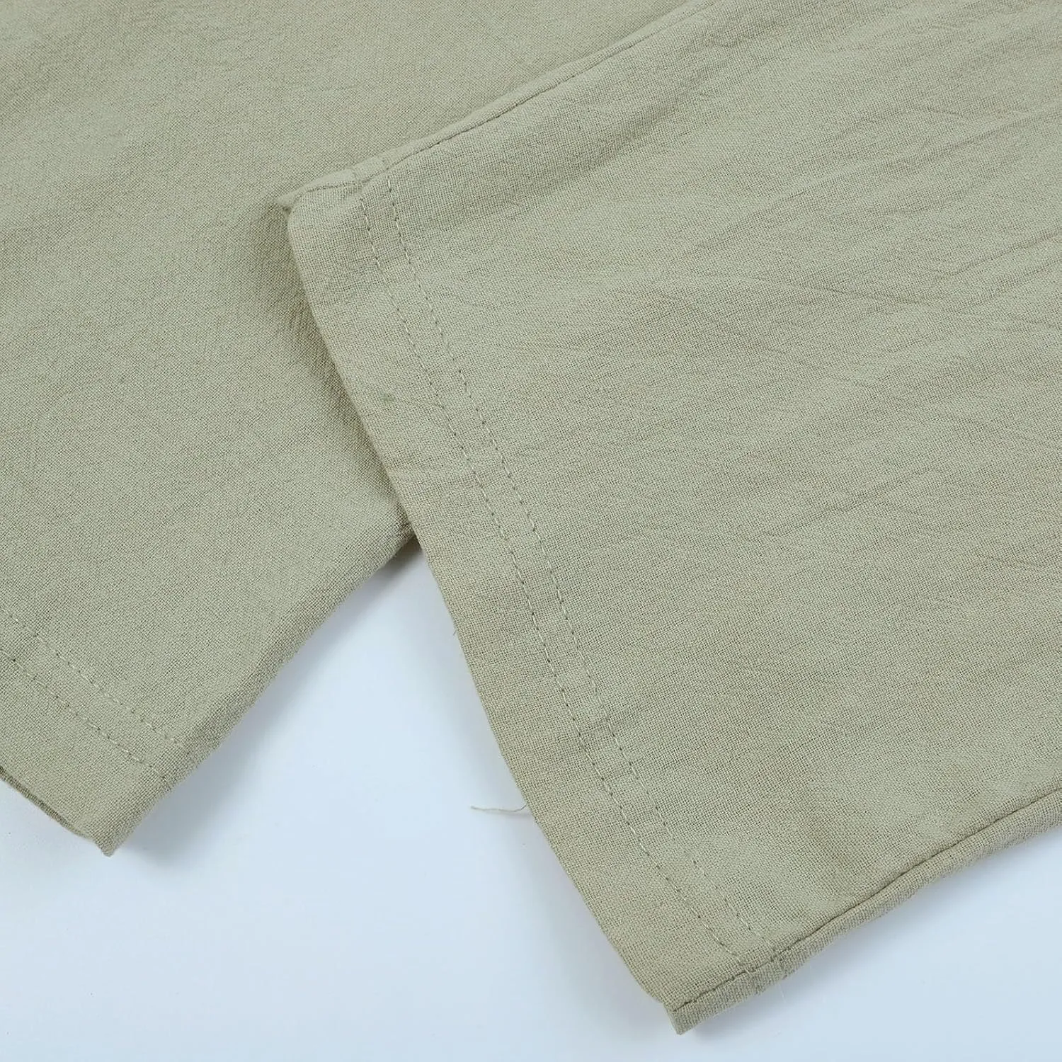 Cotton Linen Pants for Men Drawstring Elastic Waist Athletic Gym Joggers Pants Hiking Hunting Work Trousers