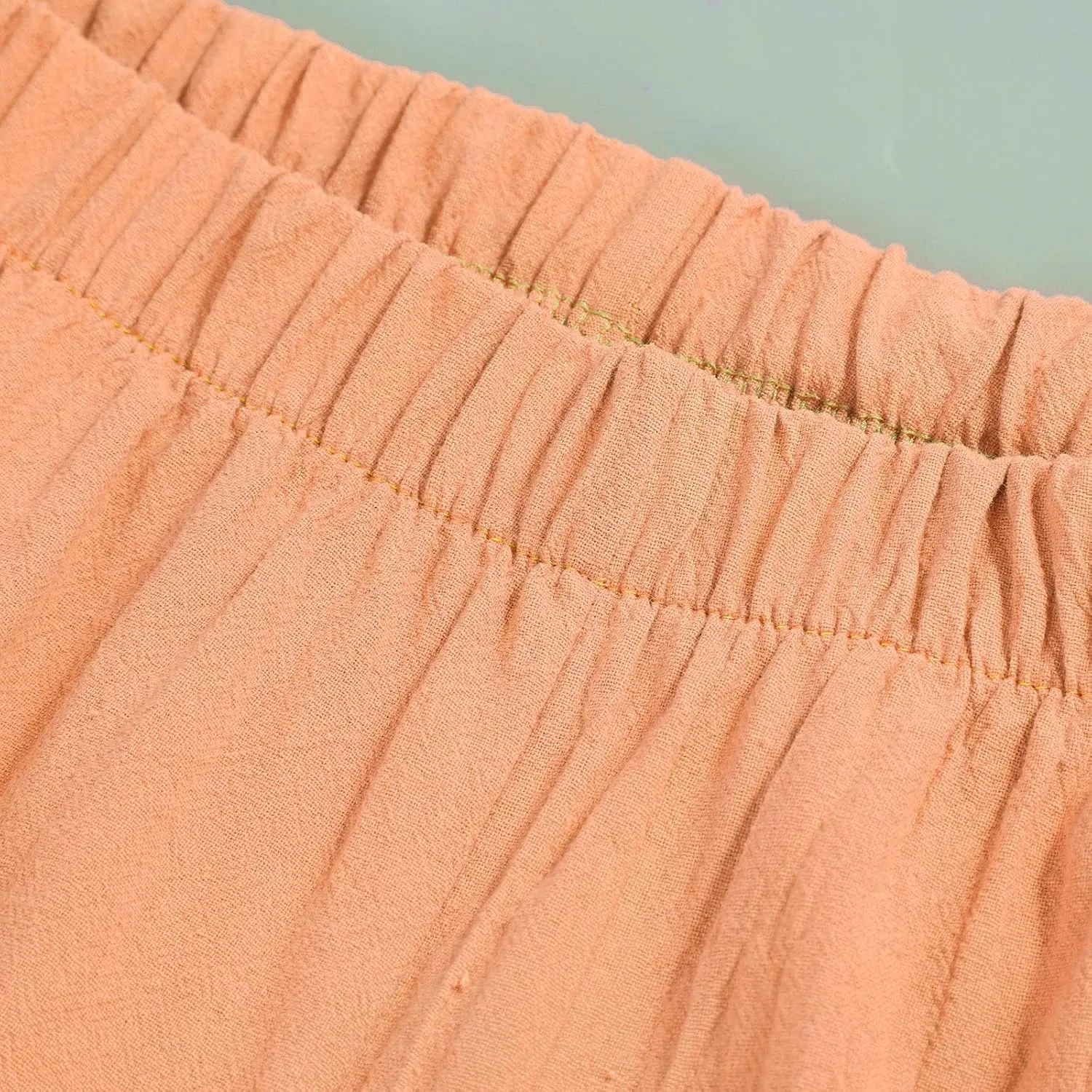 Cotton Linen Pants for Women Casual Capri Pant Plus Size Wide Leg Palazzo Summer Cropped Elastic Waist Trousers