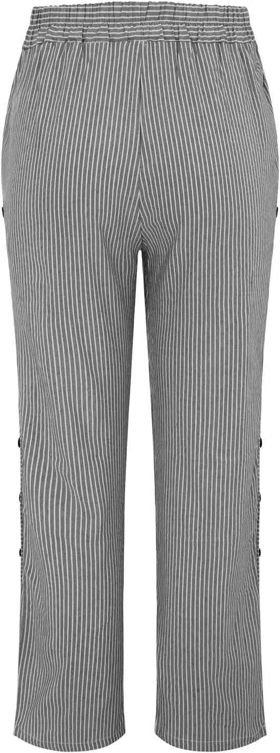Cotton Linen Pants Women Casual Pant Lightweight Summer Elastic Waist Plus Size Lounge Long Trousers