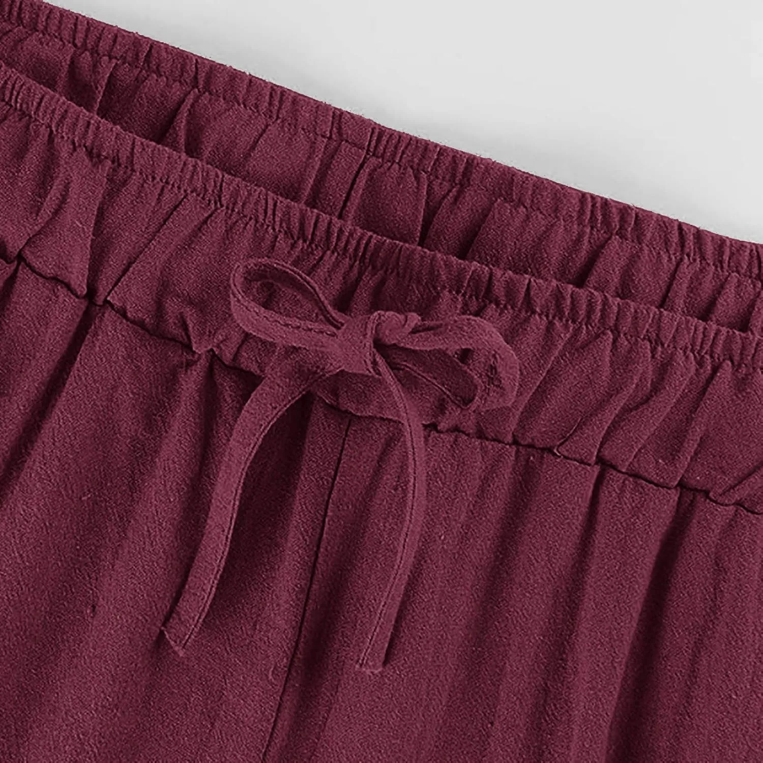 Cotton Linen Pants Women Summer Wide Leg Casual Loose Trousers Drawstring High Waist Palazzo Pants with Pockets 2025