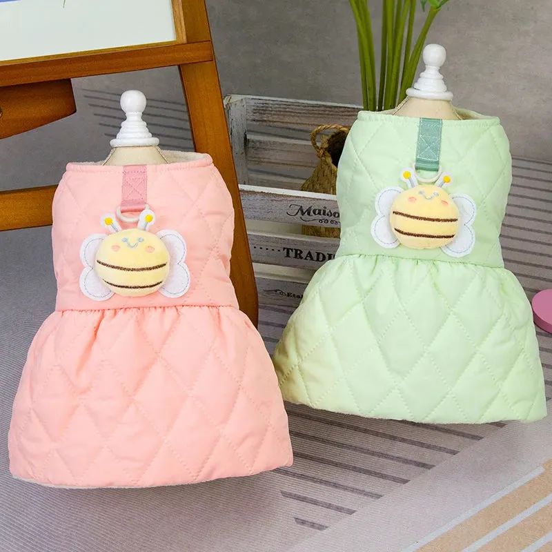 Cozy Winter Princess Dog Dress for Small and Medium Dogs