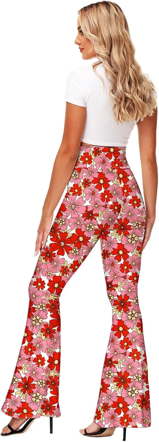 Deerose Women's High Waist Stretch Bell Bottom Slim-Fit Flare Leg Hippie Pants