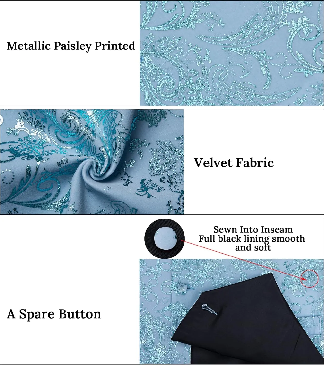 DiBanGu Mens Velvet Vest Set Classic Hot-Stamped Paisley Dress Waistcoat and Bow Tie Pocket Square Cufflinks Prom Party