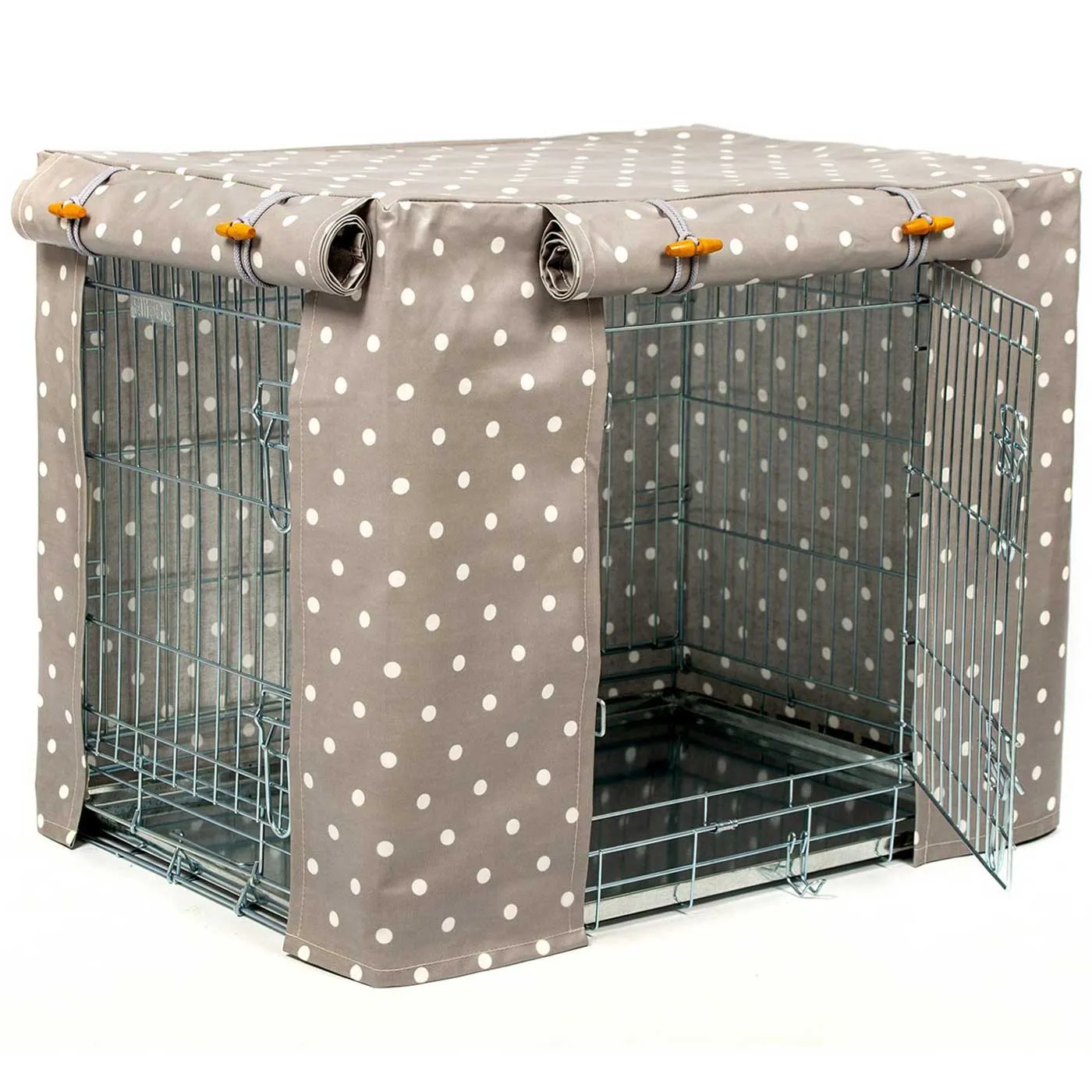 Dog Crate Cover in Grey Spot Oilcloth by Lords & Labradors