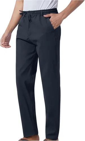 Drawstring Pants for Mens,Men's Summer Casual Beach Loose Trousers Outdoor Comfy Soft Slim Fit Thin Straight Pant