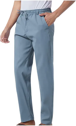 Drawstring Pants for Mens,Men's Summer Casual Beach Loose Trousers Outdoor Comfy Soft Slim Fit Thin Straight Pant