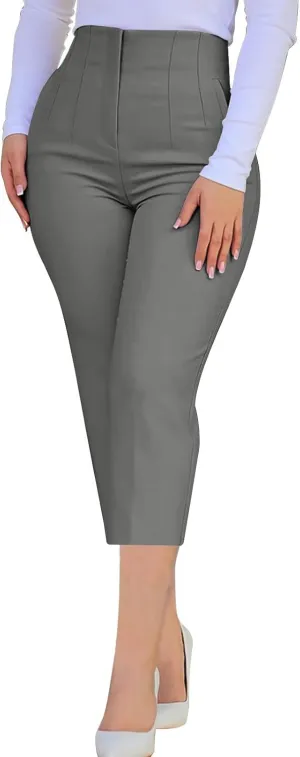 Dress Capri Pants for Women Business Casual Skinny Pencil Pants High Waisted Office Work Slacks Stretch Crop Trousers