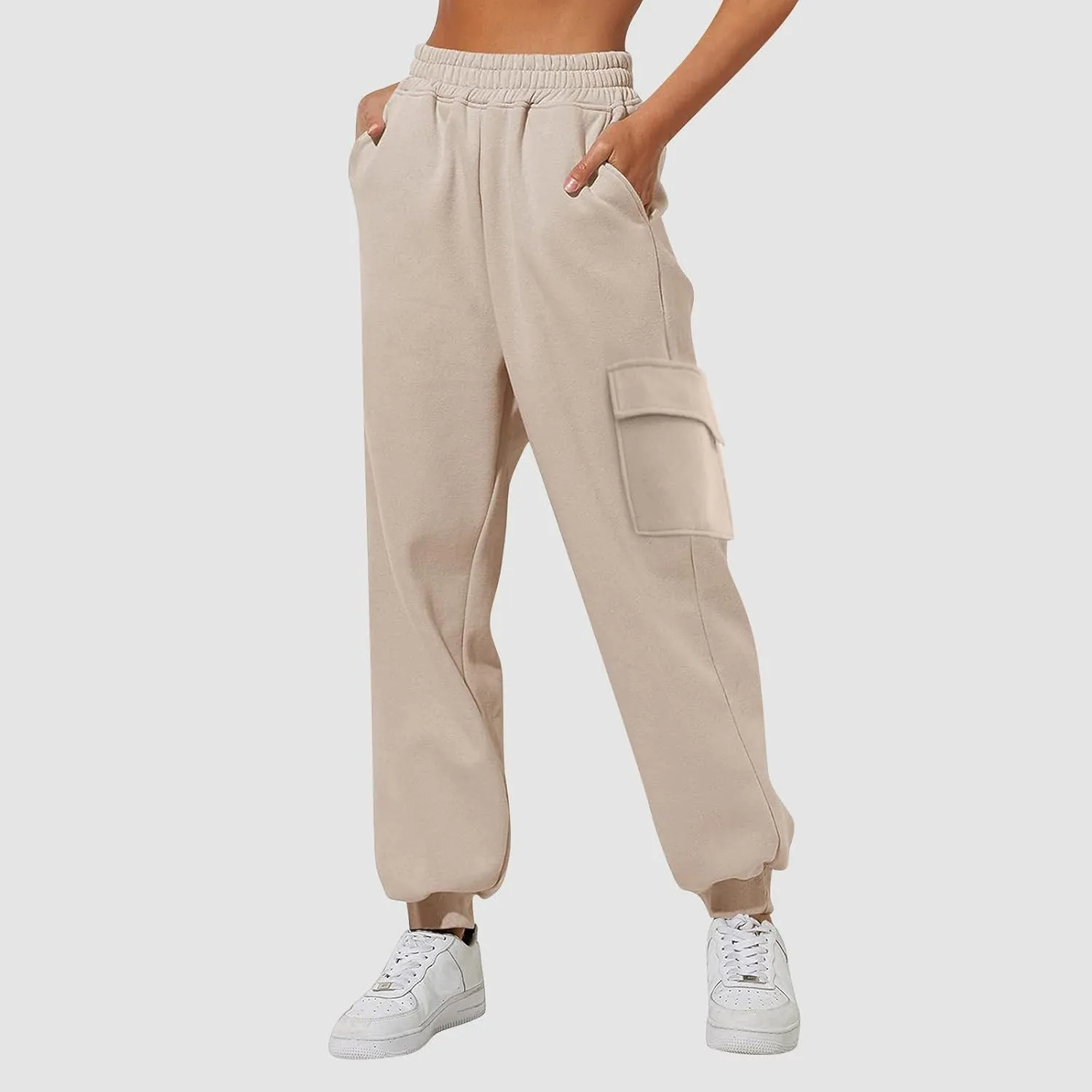 Elastic Ankle Baggy Sweatpants Joggers Women Cinch Bottom High Waist Cargo Pants Oversized Y2k Trouser with Pockets