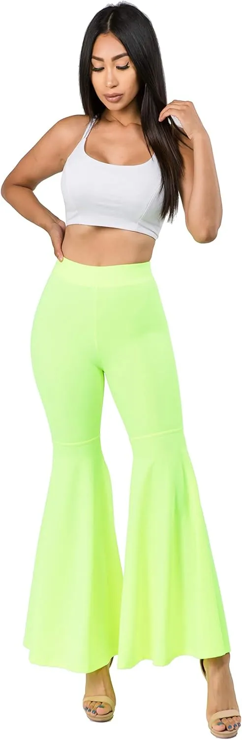 FASHIONOMICS Women's USA Fashion Boho Print & Solid Comfy Stretchy Bell Bottom Flare Palazzo Pants
