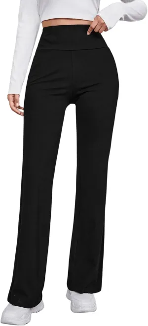 Floerns Women's High Waist Stretchy Bell Bottom Wide Leg Office Pants