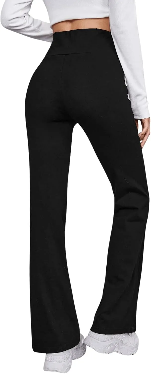 Floerns Women's High Waist Stretchy Bell Bottom Wide Leg Office Pants