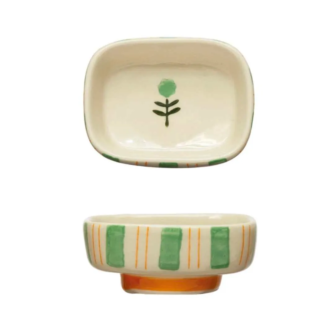 Flower & Stripes Footed Mini Bowl