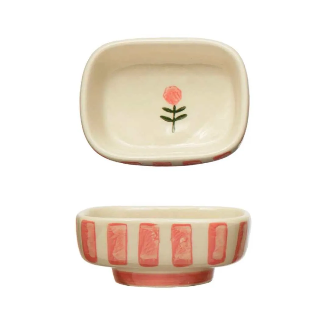 Flower & Stripes Footed Mini Bowl