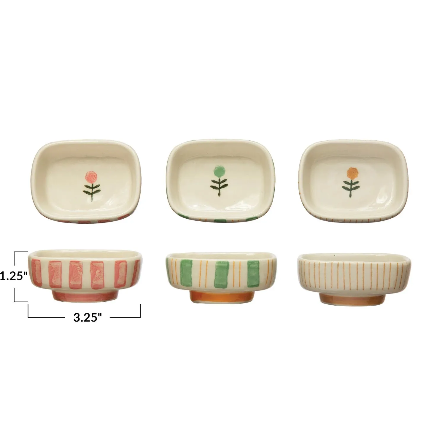 Flower & Stripes Footed Mini Bowl