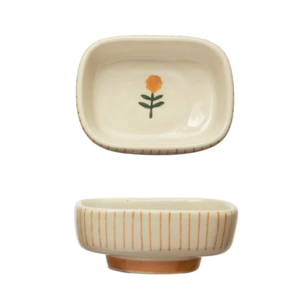 Flower & Stripes Footed Mini Bowl