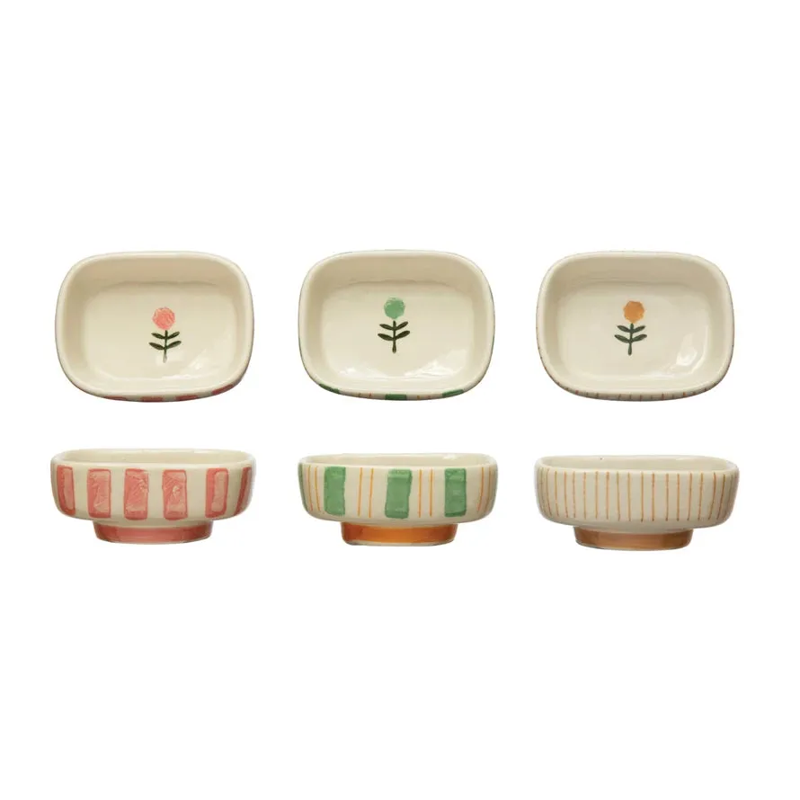 Flower & Stripes Footed Mini Bowl