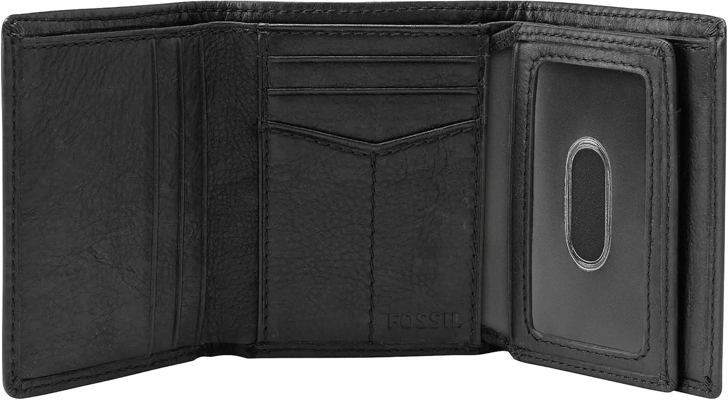 Fossil Men's Ingram Leather Trifold with ID Window Wallet, Black, (Model: ML3289001)