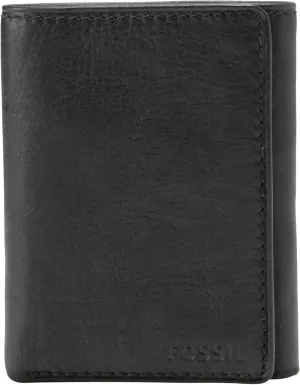 Fossil Men's Ingram Leather Trifold with ID Window Wallet, Black, (Model: ML3289001)