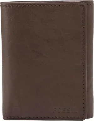 Fossil Men's Ingram Leather Trifold with ID Window Wallet, Brown, (Model: ML3289200)