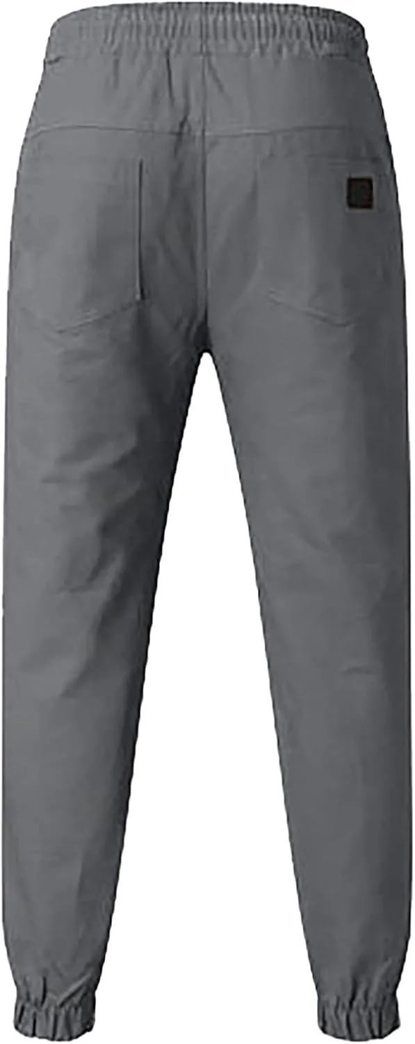 FZVYD Brown Corduroy Pants Mens Joggers Cargo Pants Fashion Casual Sweatpants Work Pants Drawstring Loose Trousers Pockets