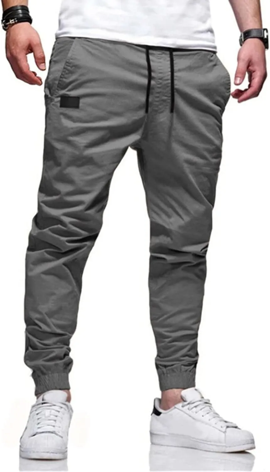 FZVYD Brown Corduroy Pants Mens Joggers Cargo Pants Fashion Casual Sweatpants Work Pants Drawstring Loose Trousers Pockets
