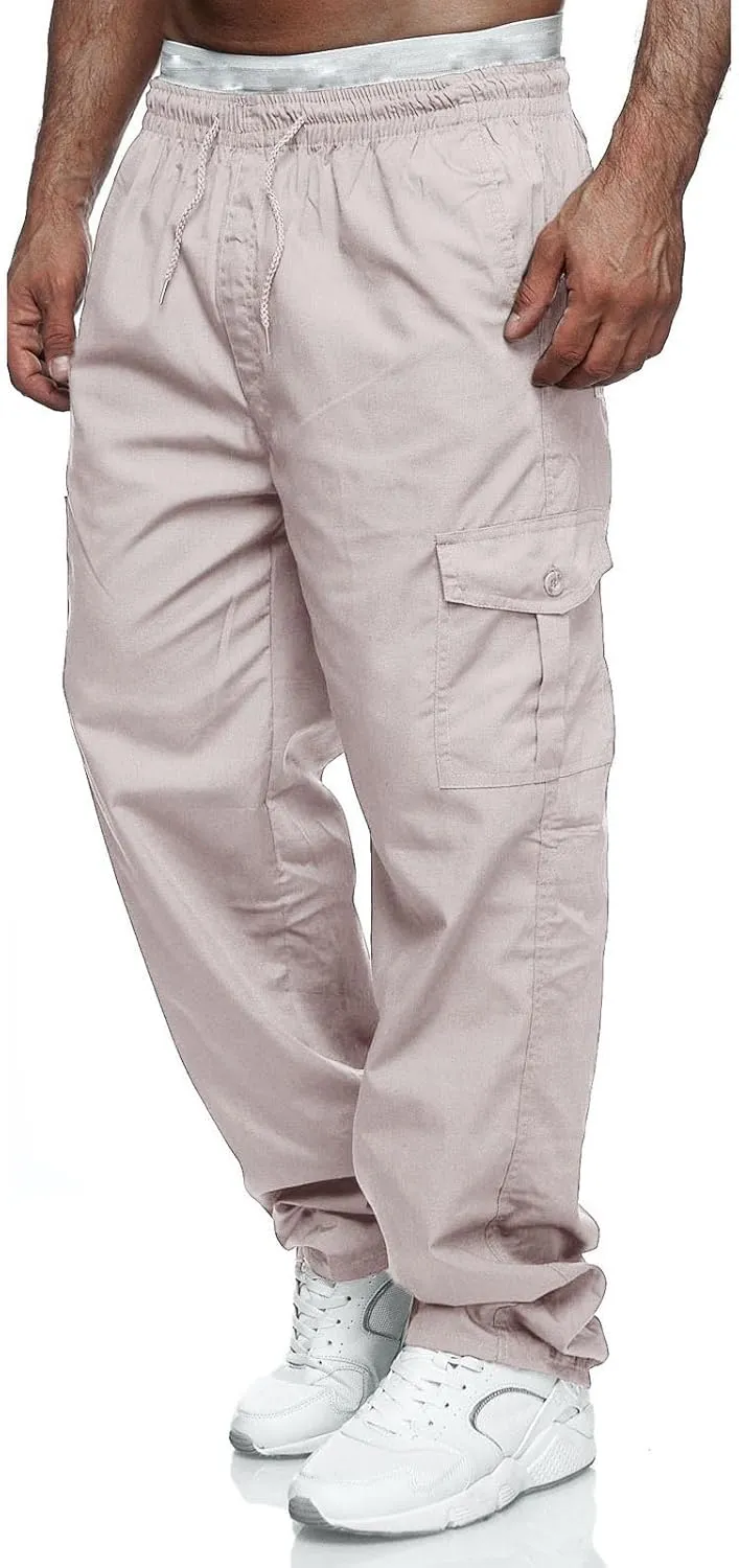 FZVYD Men's Cropped Pants Joggers Cargo Pants Fashion Casual Sweatpants Work Pants Drawstring Loose Trousers with Pockets