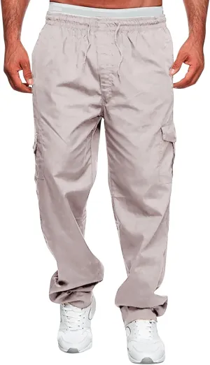 FZVYD Men's Cropped Pants Joggers Cargo Pants Fashion Casual Sweatpants Work Pants Drawstring Loose Trousers with Pockets
