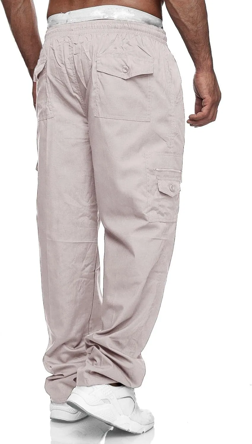 FZVYD Men's Cropped Pants Joggers Cargo Pants Fashion Casual Sweatpants Work Pants Drawstring Loose Trousers with Pockets