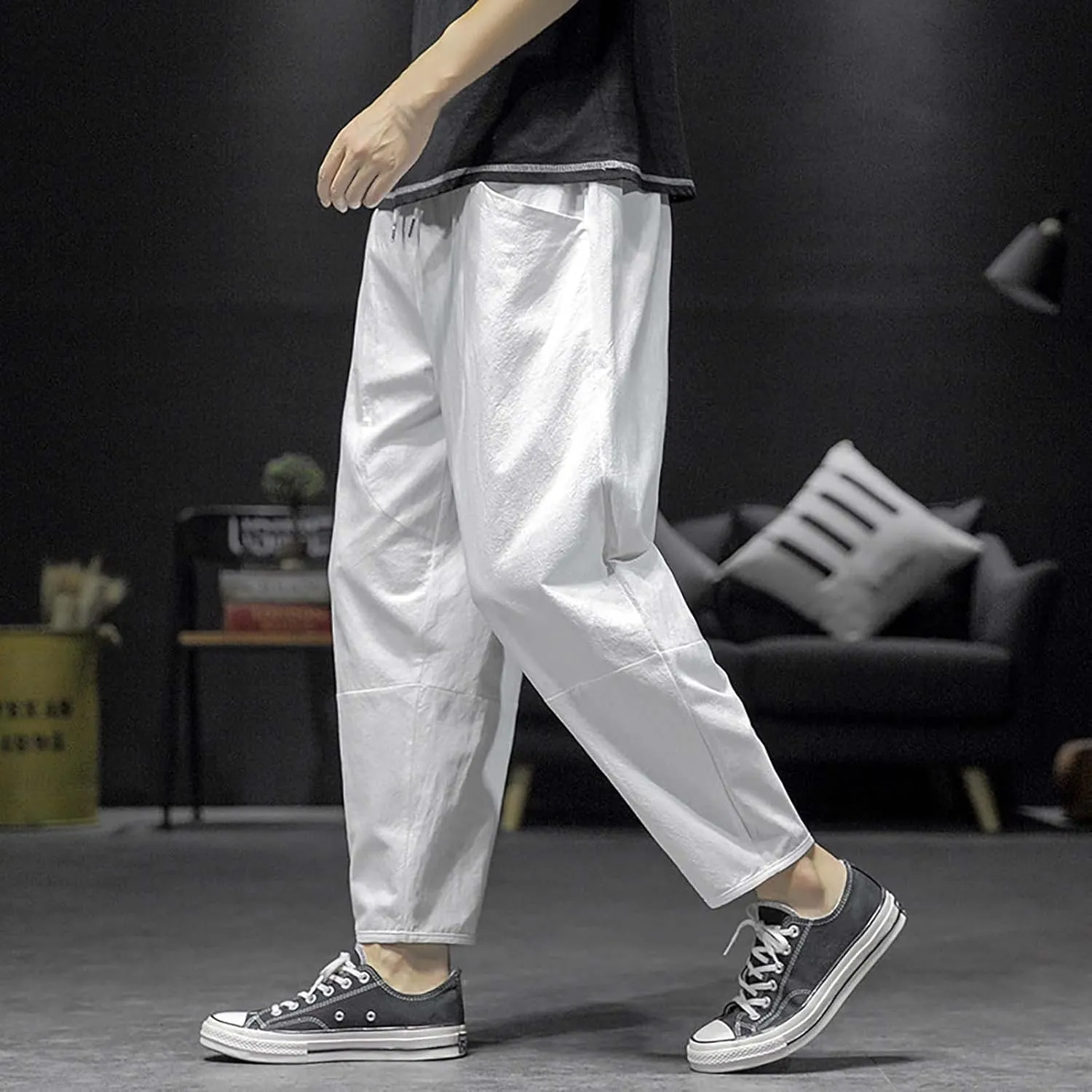 FZVYD Mens Dress Pants Slim Fit Stretch Joggers Cargo Pants Fashion Casual Sweatpants Work Pants Drawstring Loose Trousers
