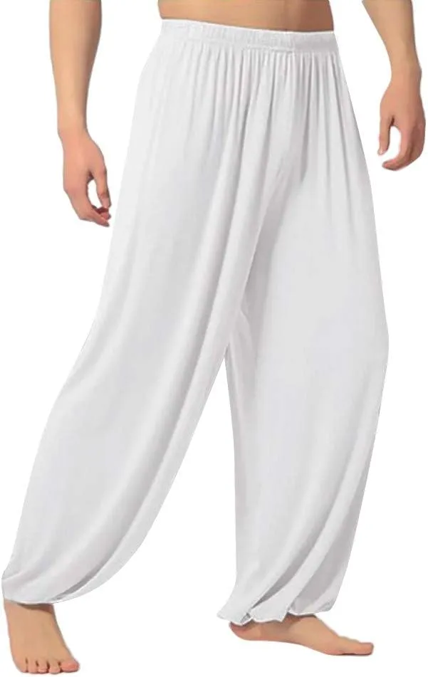 FZVYD Mens Super Soft Yoga Pants Trousers Lounge Pant Hippie Harem Pants Elastic Waist Baggy Boho Casual Drop Crotch Trouser