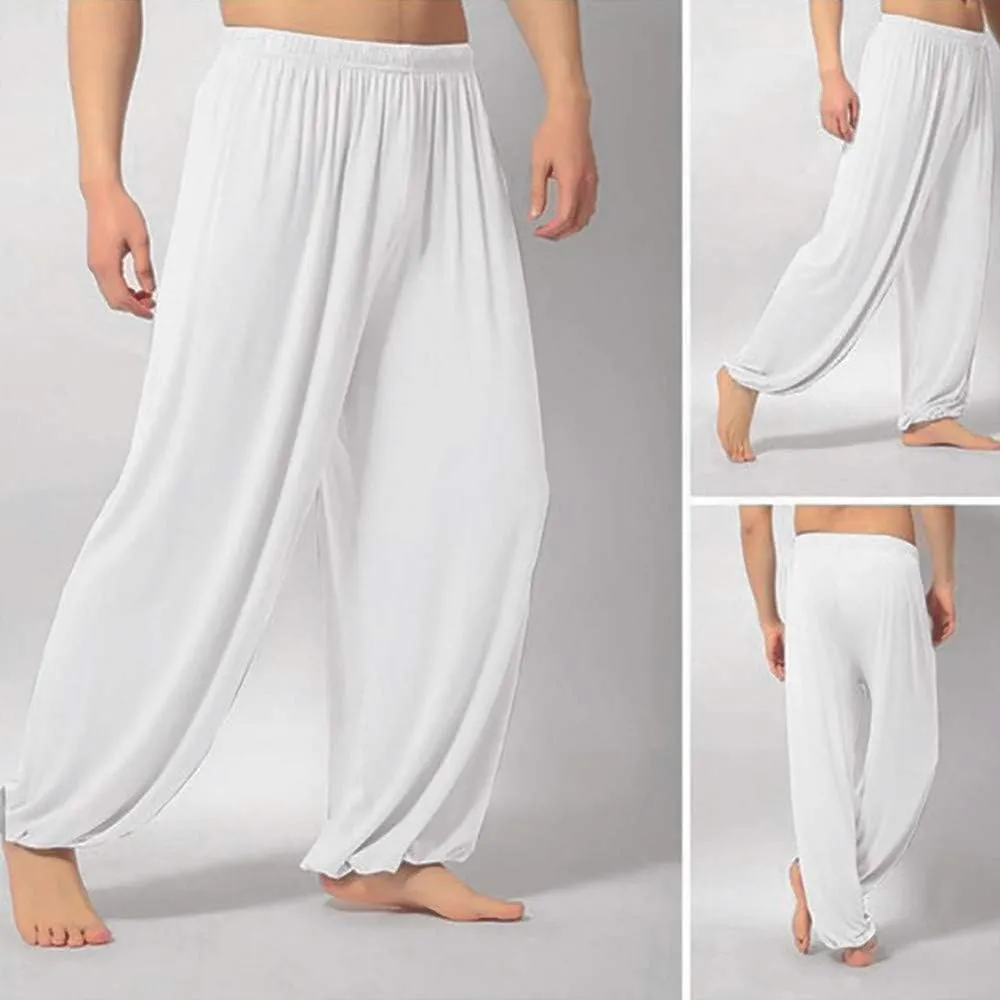 FZVYD Mens Super Soft Yoga Pants Trousers Lounge Pant Hippie Harem Pants Elastic Waist Baggy Boho Casual Drop Crotch Trouser