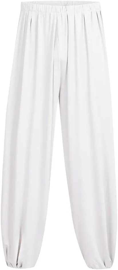 FZVYD Mens Super Soft Yoga Pants Trousers Lounge Pant Hippie Harem Pants Elastic Waist Baggy Boho Casual Drop Crotch Trouser