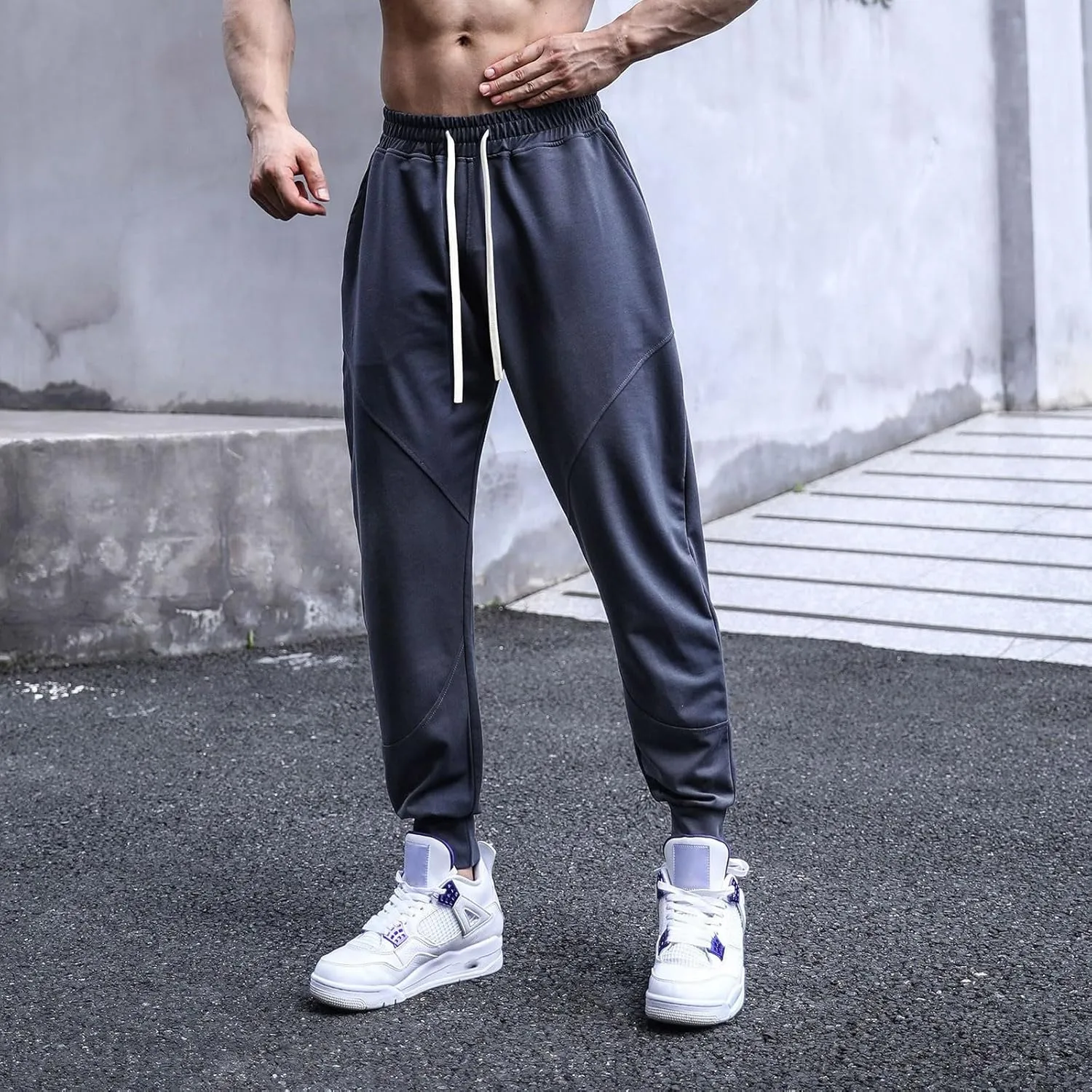 FZVYD Navy Pants Men Mens Joggers Cargo Pants Fashion Casual Sweatpants Work Pants Drawstring Loose Trousers with Pockets