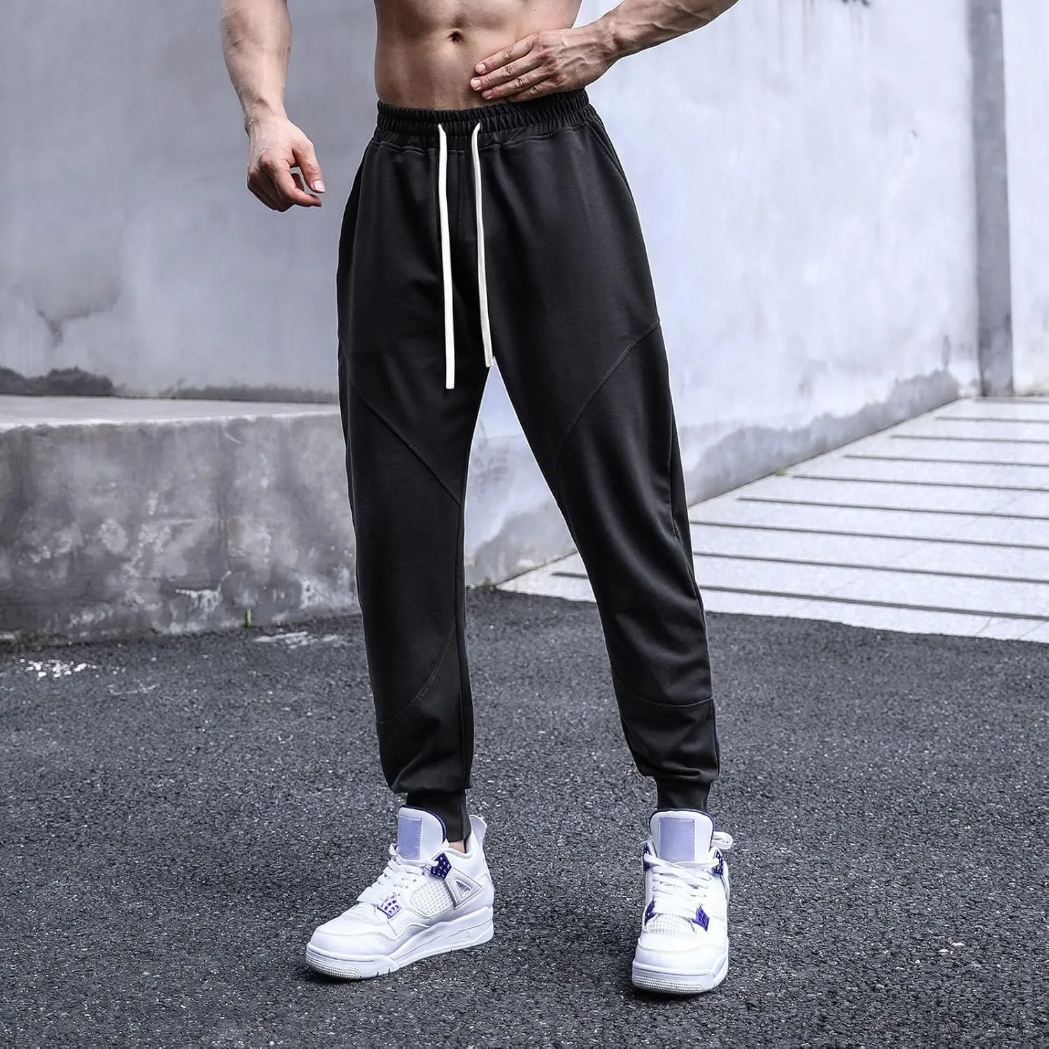 FZVYD Navy Pants Men Mens Joggers Cargo Pants Fashion Casual Sweatpants Work Pants Drawstring Loose Trousers with Pockets