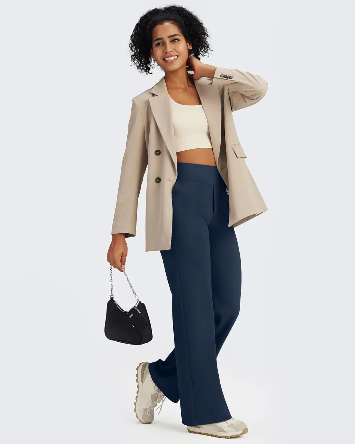 G4Free Fleece Lined Pants Women High Waisted Wide Leg Pants Winter Warm Thermal Sweatpants with Pockets 29"/31"/33"