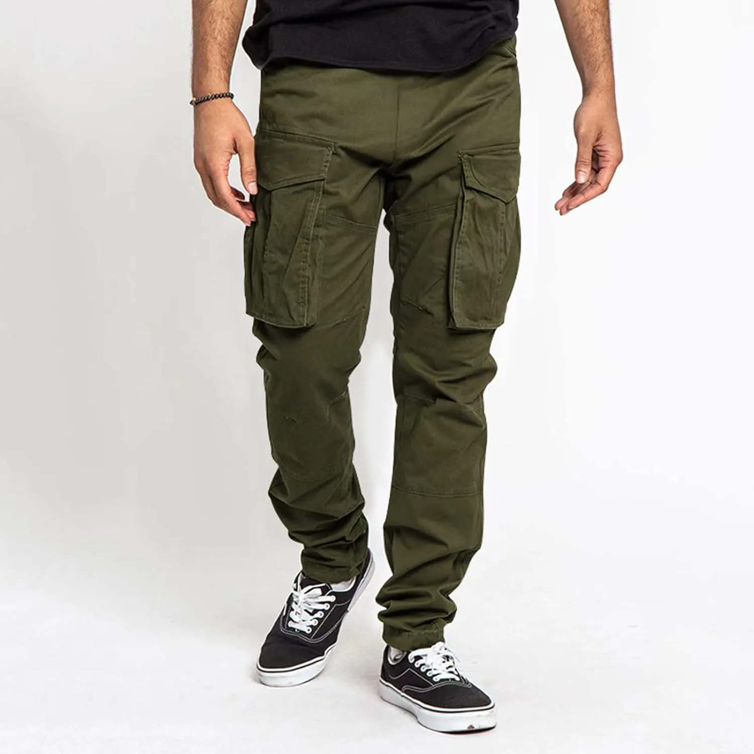 GIERIDUC Men's Casual Cargo Pants Joggers Hiking Sweatpants Chinos Track Pants Elastic Waist Work Pants with Multi-Pockets