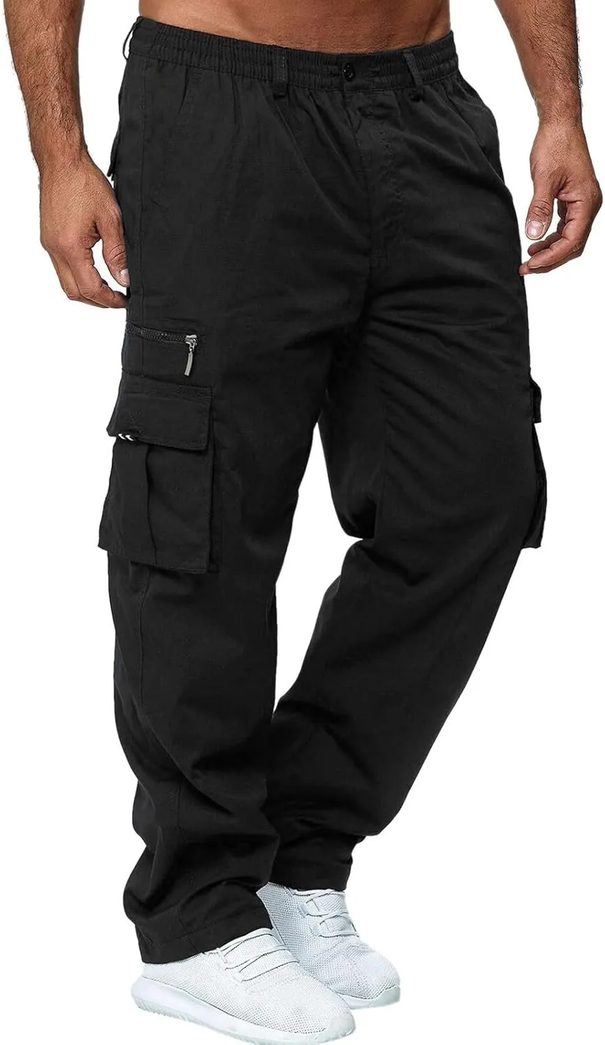 GIERIDUC Men's Lightweight Cargo Pants Sweatpants Athletic Running Fashion Trousers Drawstring Loose Fit Joggers with Pockets