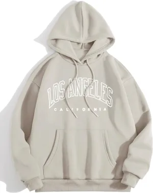 GORGLITTER Women's Y2K Graphic Hoodies Trendy Cute Letter Long Sleeve Preppy Hooded Sweatshirt Spring Fashion Outfits