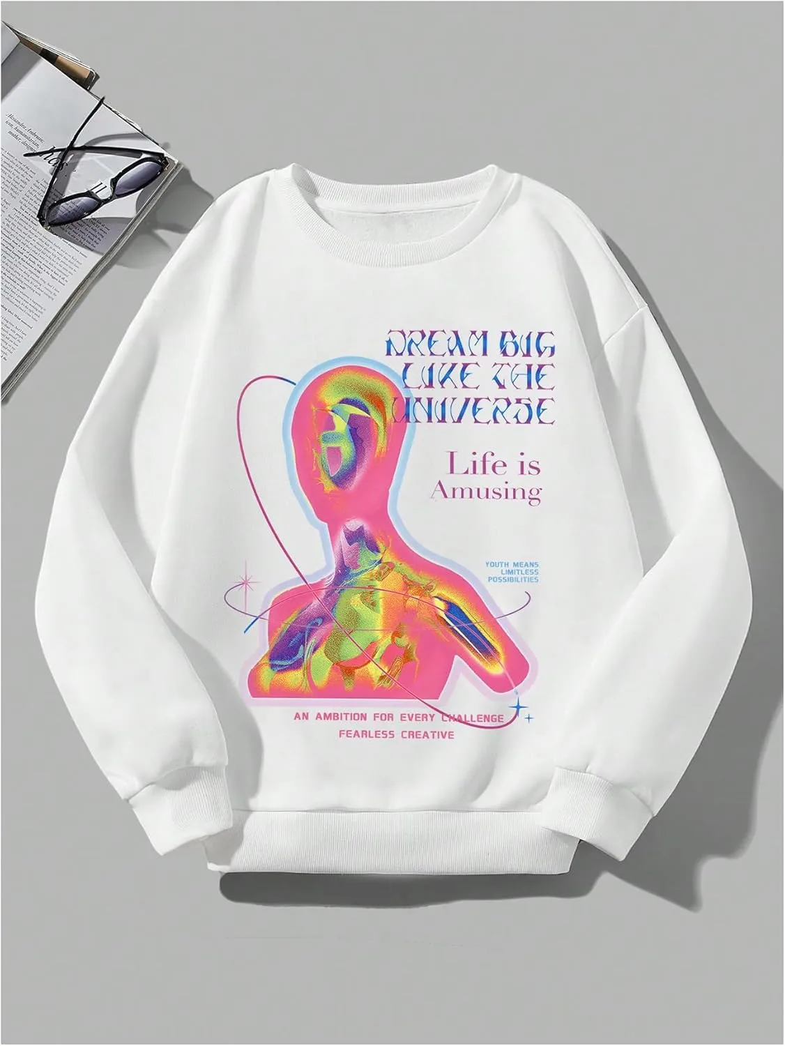 GORGLITTER Women's Y2K Graphic Hoodies Trendy Cute Letter Long Sleeve Preppy Hooded Sweatshirt Spring Fashion Outfits