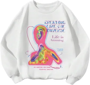 GORGLITTER Women's Y2K Graphic Hoodies Trendy Cute Letter Long Sleeve Preppy Hooded Sweatshirt Spring Fashion Outfits