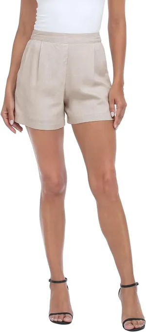 HDE High Waisted Linen Blend Pull On Dressy Summer Shorts for Women with Pockets