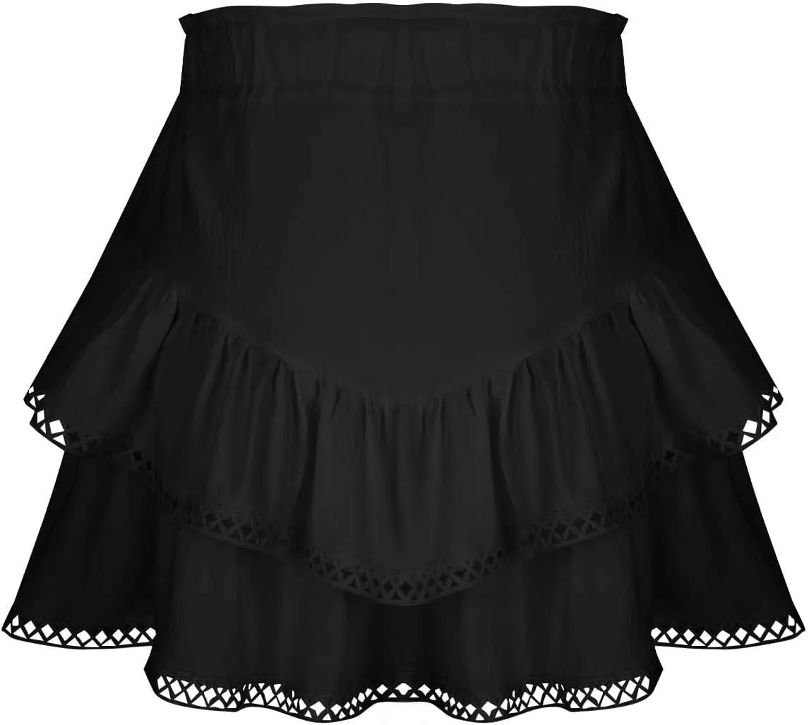 High Waist Ruffle Mini Skorts Flowy Tiered Layered Boho Shorts Summer Running Golf Tennis Athletic Skorts