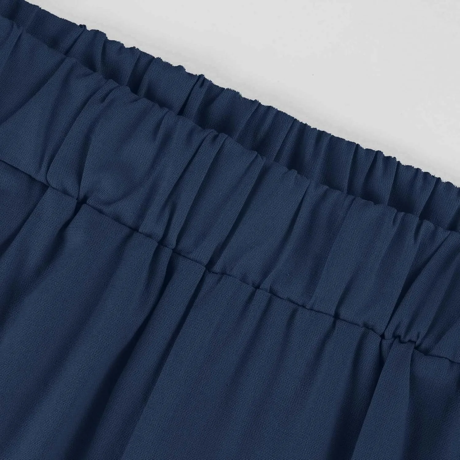 High Waisted Linen Cropped Pants Women Summer Baggy Stretchy Palazzo Lightweight Casual Boho Beach Pants w/Pockets
