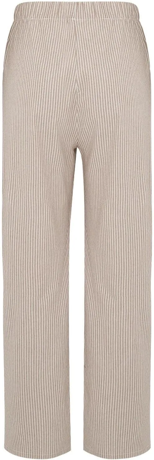 JOAU Women's Striped Print Elastic High Waist Wide Leg Pants Summer Casual Loose Palazzo Beach Trousers with Front Pockets