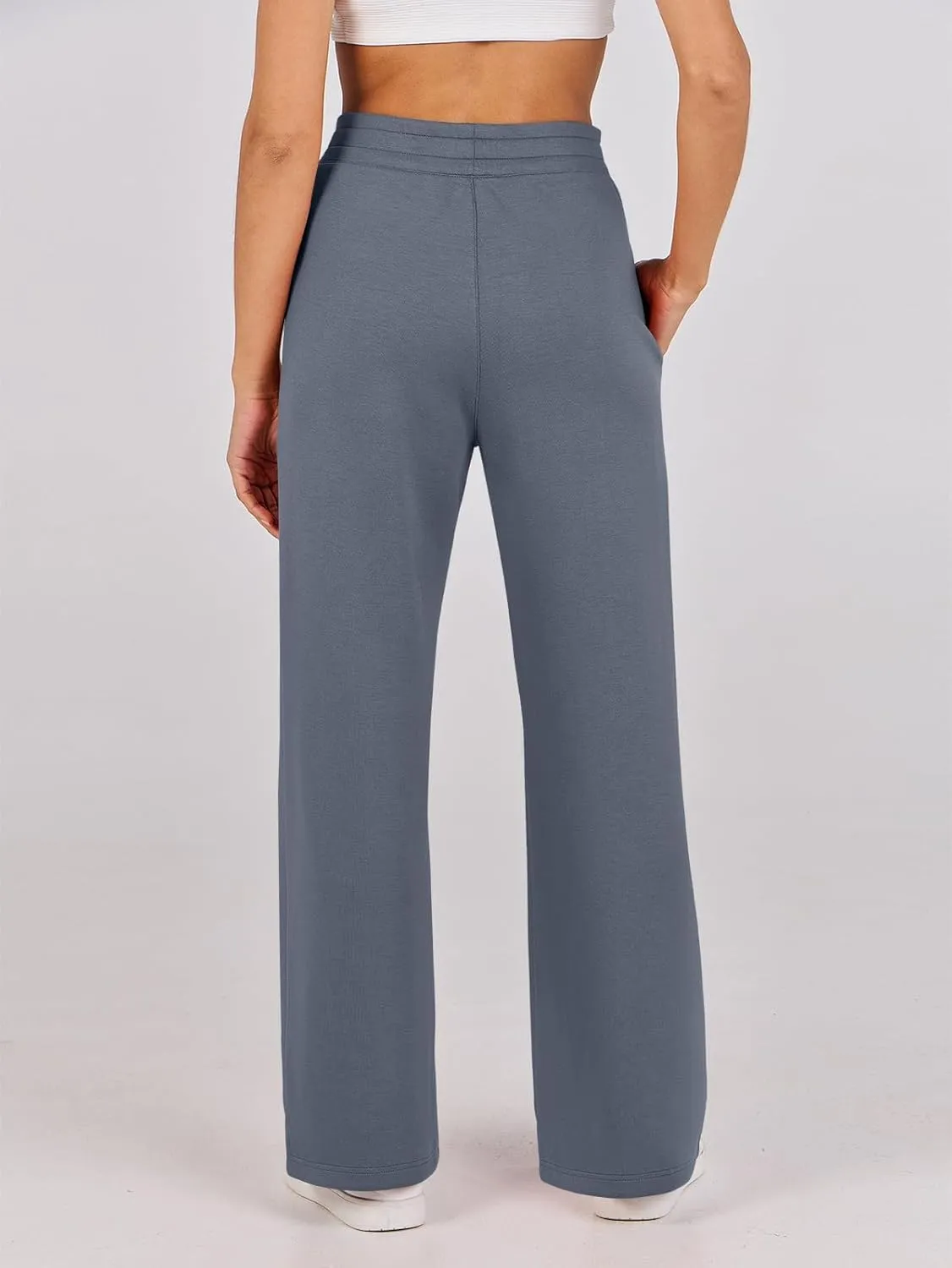 Kubbon Wide Leg Pants for Women High Waist Trousers Adjustable Knotted Comfy Loose Sweatpants Summer Casual Jogging Pants