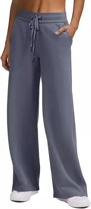 Kubbon Wide Leg Pants for Women High Waist Trousers Adjustable Knotted Comfy Loose Sweatpants Summer Casual Jogging Pants