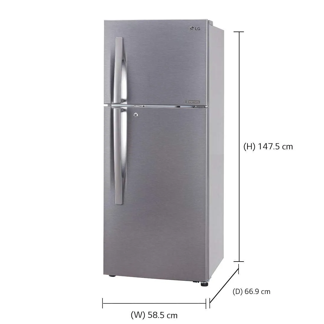 LG GL-N292RDSY 242 L 2 Star Inverter Frost-Free Standard Double Door Refrigerator ( Jet Ice, Dazzle Steel)