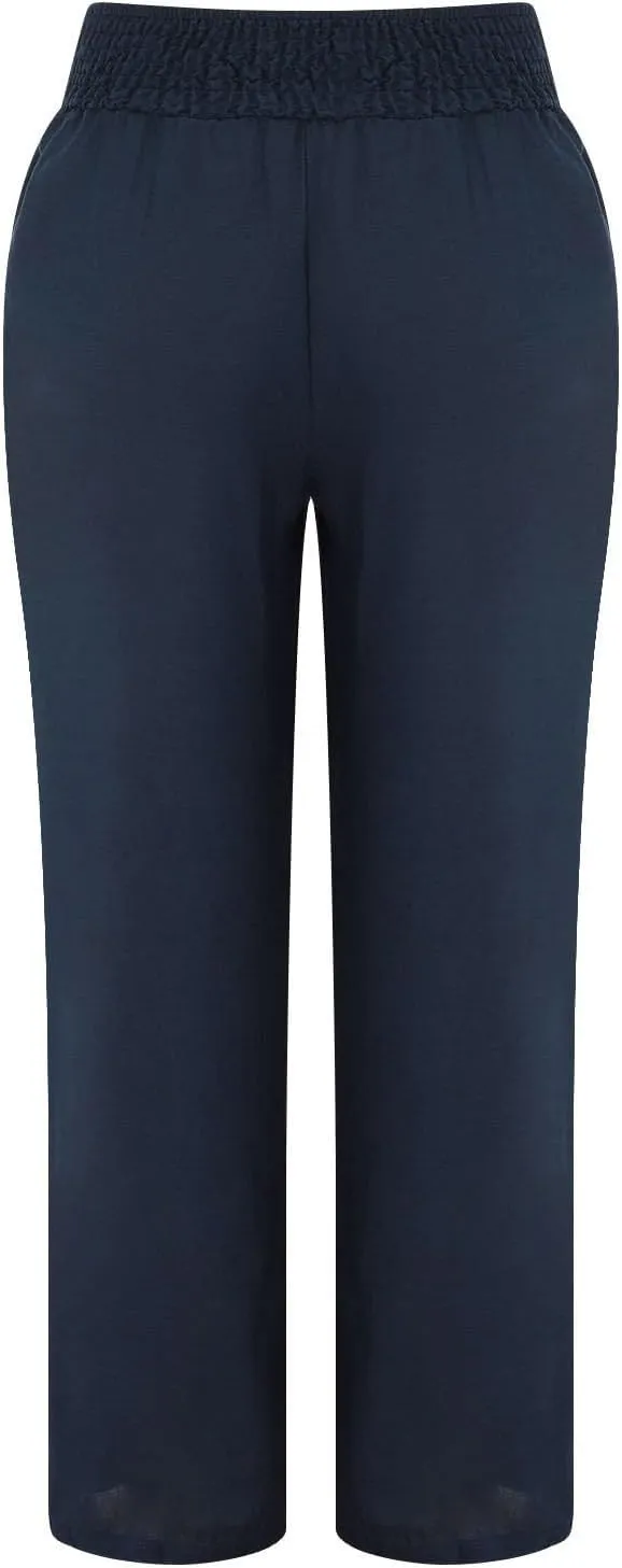 Linen Pants for Womens High Elastic Waist Wide Leg Trousers 2025 Summer Baggy Comfy Hiking Jogger Pants with Pockets
