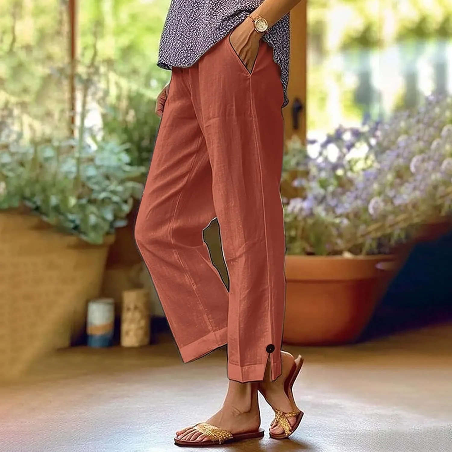 Linen Pants Women 2025 Summer Casual Loose Wide Leg Palazzo Pants Spring High Waist Beach Vacation Outfits for Women