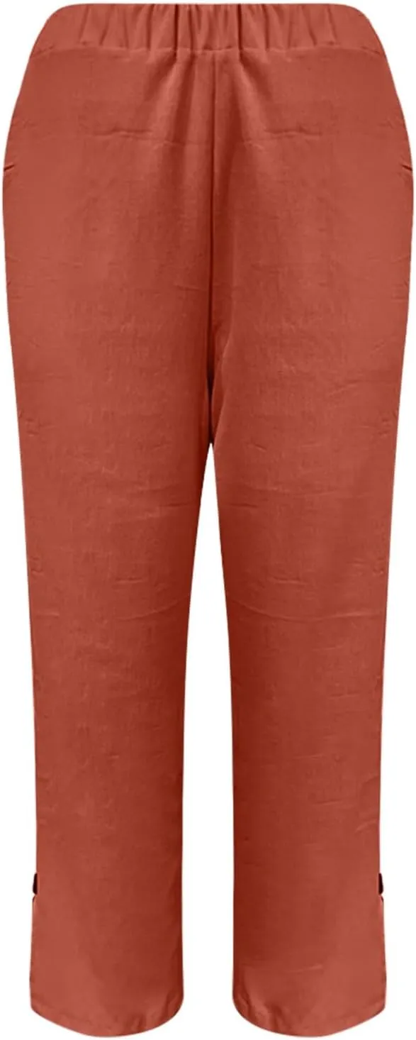 Linen Pants Women 2025 Summer Casual Loose Wide Leg Palazzo Pants Spring High Waist Beach Vacation Outfits for Women
